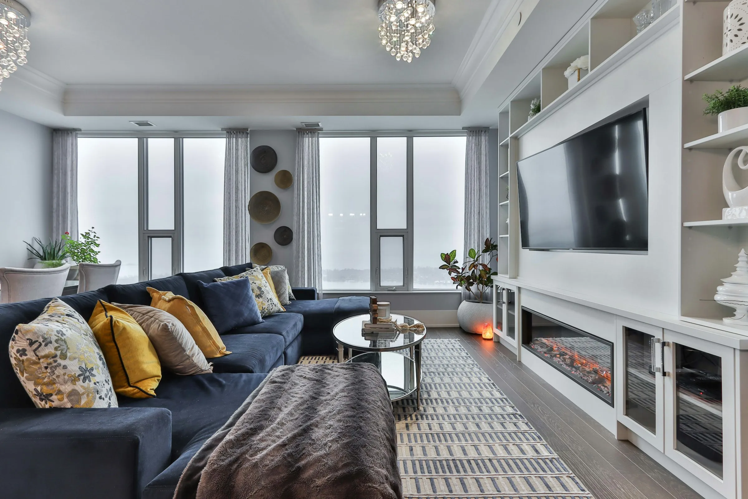 Warmly lit condominium interior, Quezon City